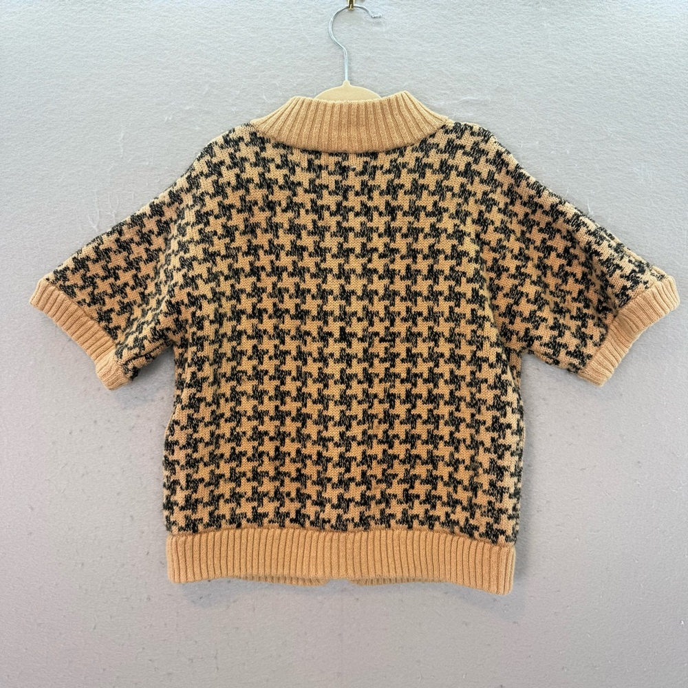 Janie & Jack little girls Houndstooth Cardigan Sweater Tan black short sleeves 6 - Picture 3 of 3